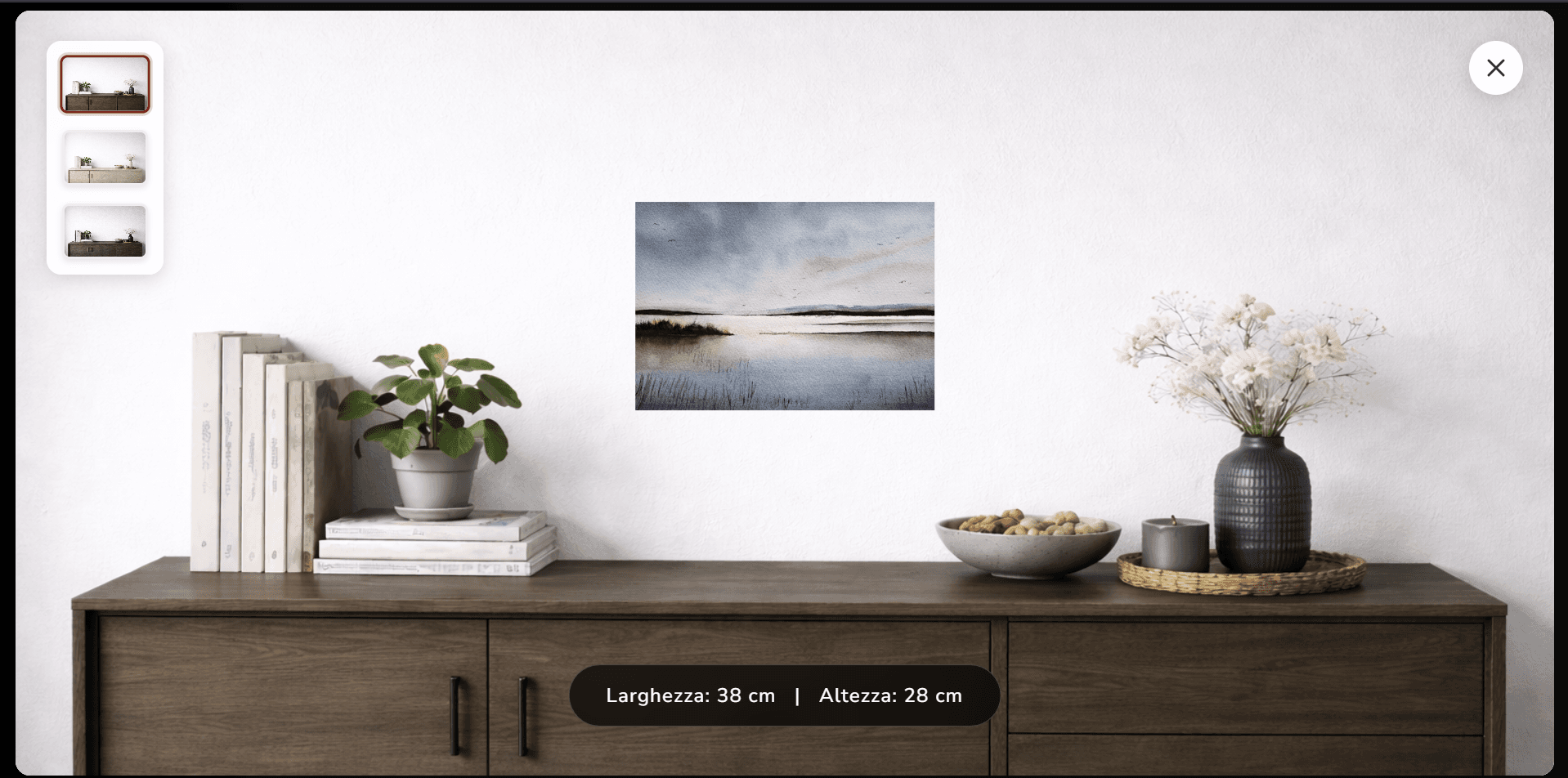Anteprima quadro al muro con dimensioni reali